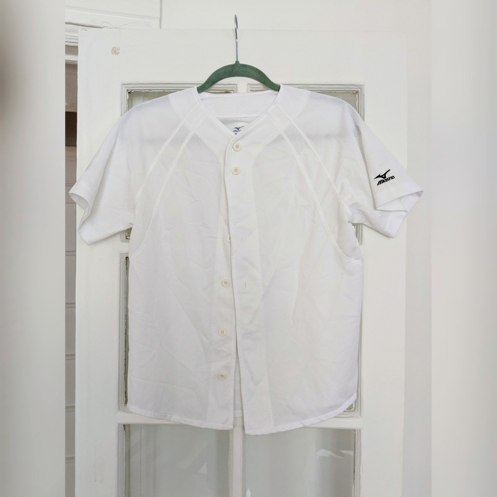 MIZUNO Drylite white mesh baseball jersey, Youth L